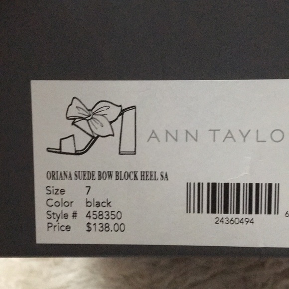 NIB • ANN TAYLOR Black Bow Heeled Slides - Picture 9 of 16
